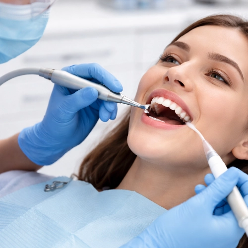 Illustration of professional teeth cleaning